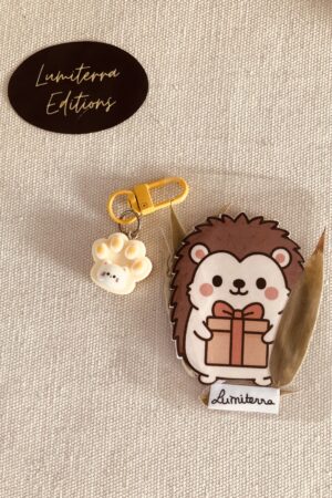 🌿 Marque‑page Vegetal Charm – Hérisson cadeau & patte de chat