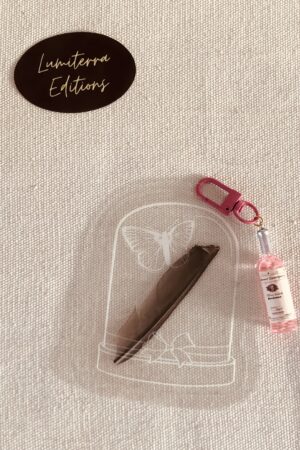 🌿 Marque‑page Vegetal Charm – Plume naturelle & charm bouteille de rosé